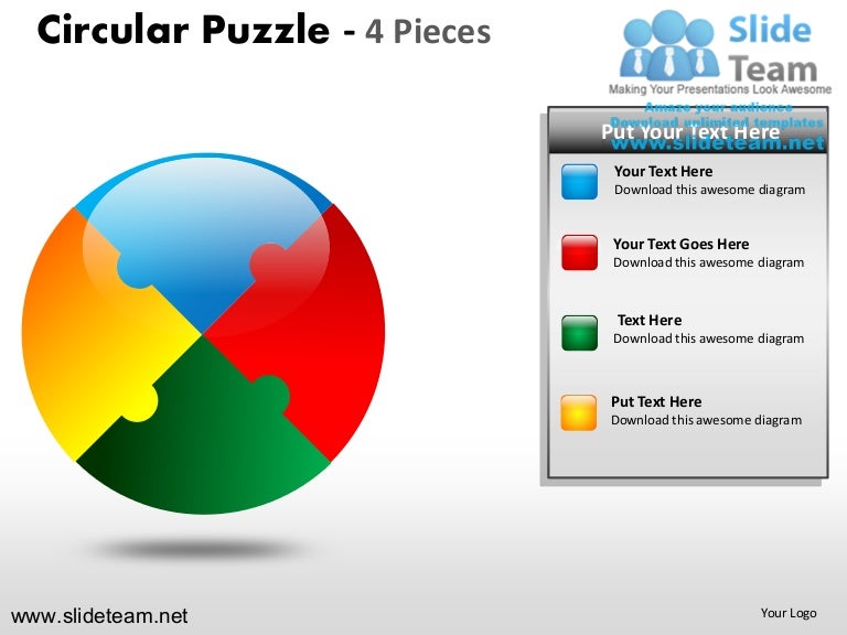 Cycle Circular Round Jigsaw Maze Piece Puzzle 4 Pieces Powerpoint Ppt