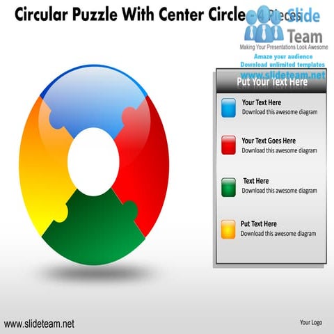 Cycle circular round jigsaw maze piece puzzle 4 pieces powerpoint ppt ...