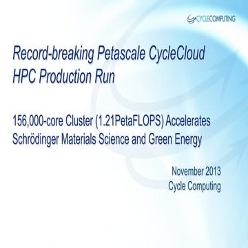Cycle Computing Record-breaking Petascale HPC Run