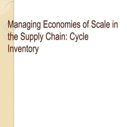 Cycle inventory