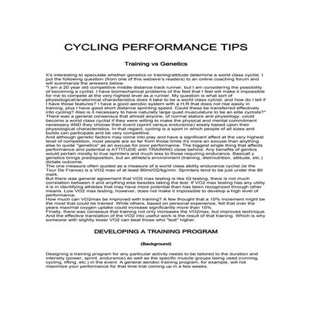 Cycling Performance Tips