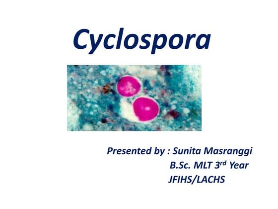 Coccidian parasites -Cyclospora cayetanensis | PPTX