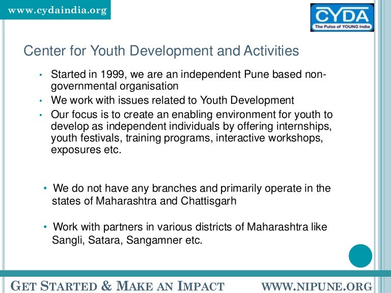 Center for Youth Development and Activities Youth development and a…