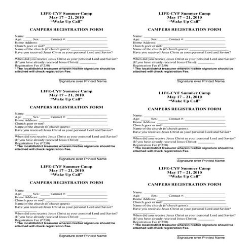 Kids Camp Registration Form | PDF