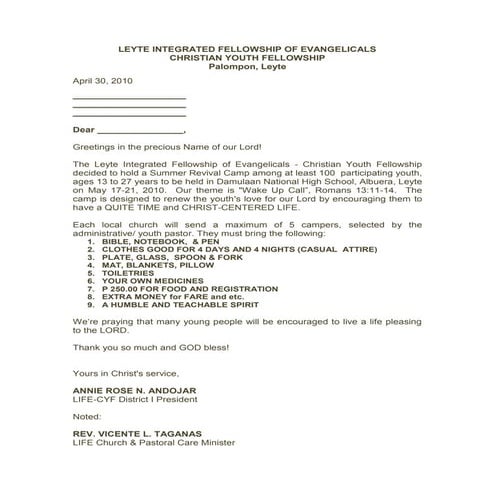 Cyf letter for the local churches | PDF