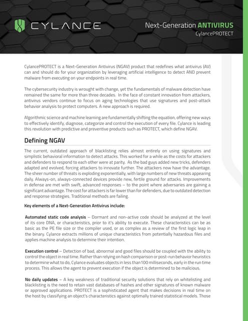 Cylance Protect-Next-Generation Antivirus-Overview