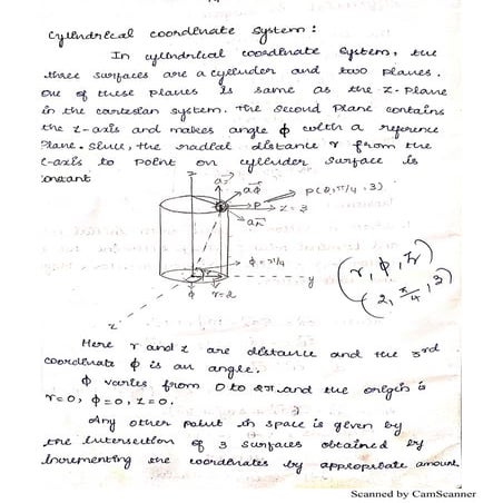 Cylinderical coordinate systems