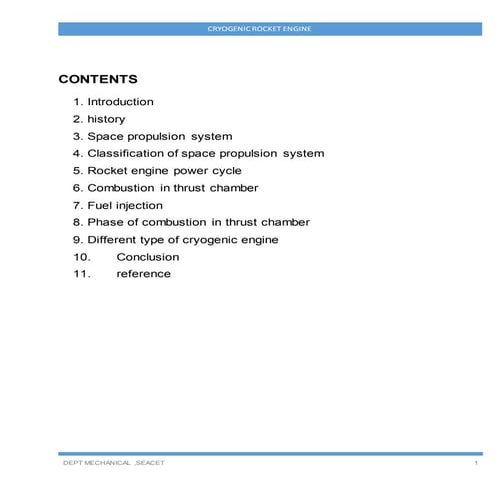 Cyogenic rocket engine report