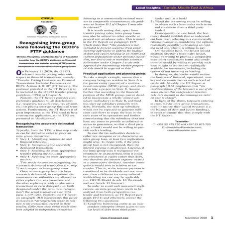 Recognising intra-group loans following the OECD’s FTTP guidance