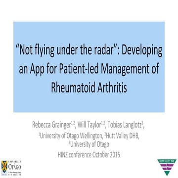 "Not flying under the radar": Developing an App for Patient-led Management of...