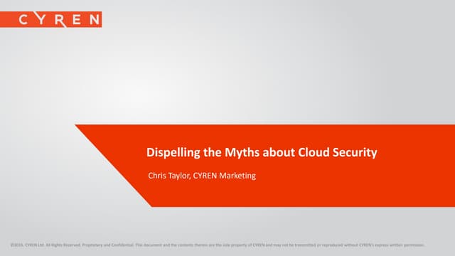 Webinar: Dispelling the Myths about Cloud Security
