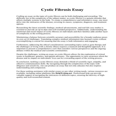 Cystic Fibrosis Essay. Arlington Baptist University | PDF