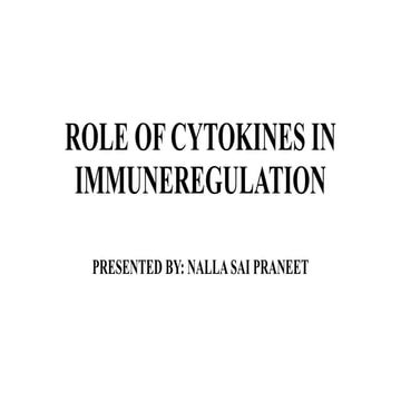  Role of Cytokines in immuneregulation