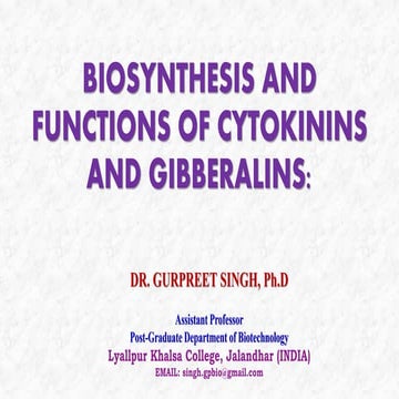 BIOSYNTESIS OF CYTOKININS AND GIBBERALINS