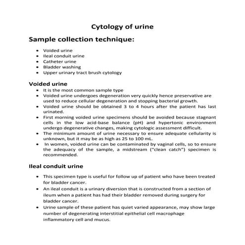 Cytology of urine