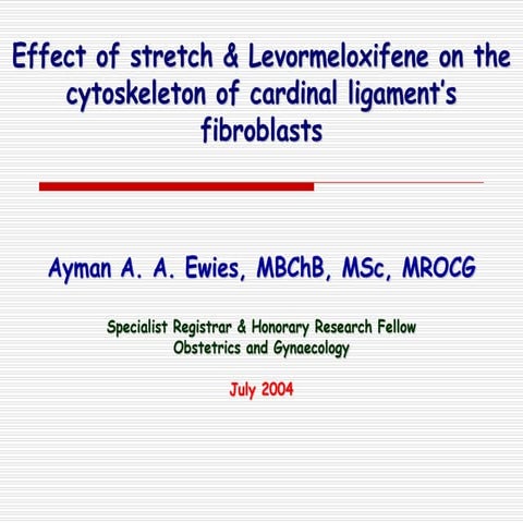 Dr Ayman Ewies - Effect of stretch & Levormeloxifene on the cytoskeleton of c...