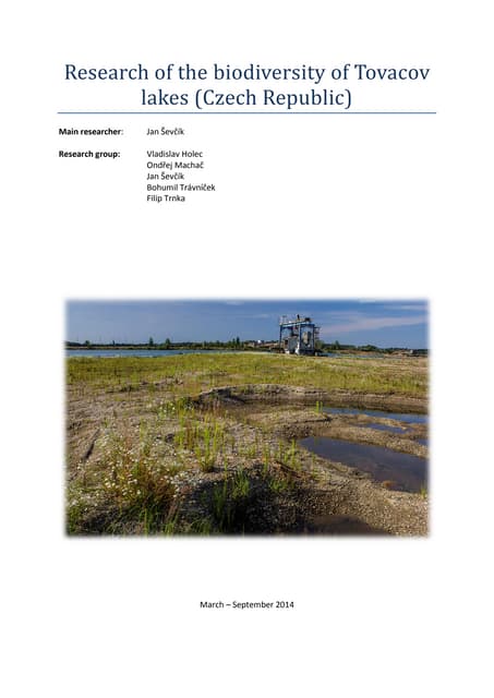 Research of the biodiversity of Tovacov lakes by Jan Ševčík (Czech Republic)