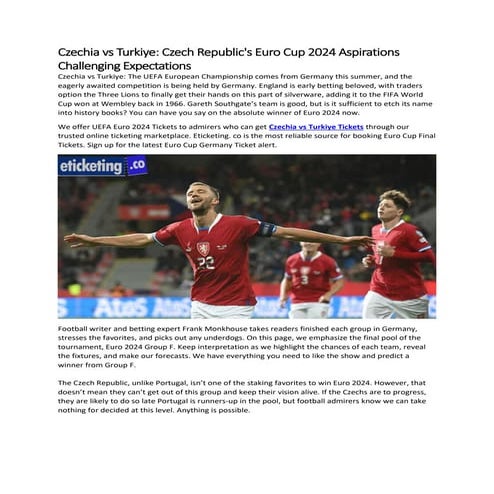 Czechia vs Turkiye Czech Republic's Euro Cup 2024 Aspirations