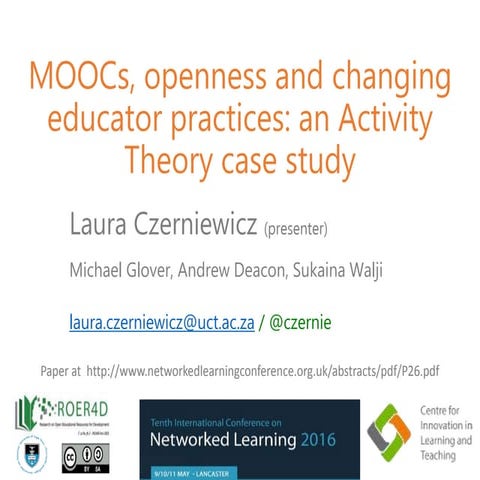 Czerniewicz MOOCs OER Networked Learning Conference 2016