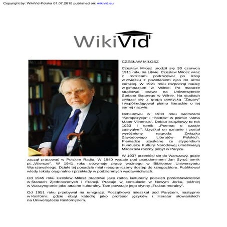 Czeslaw Milosz - biografia