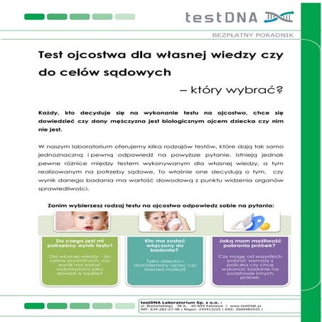 Czym się rożni sądowy test na ojcostwo od prywatnego