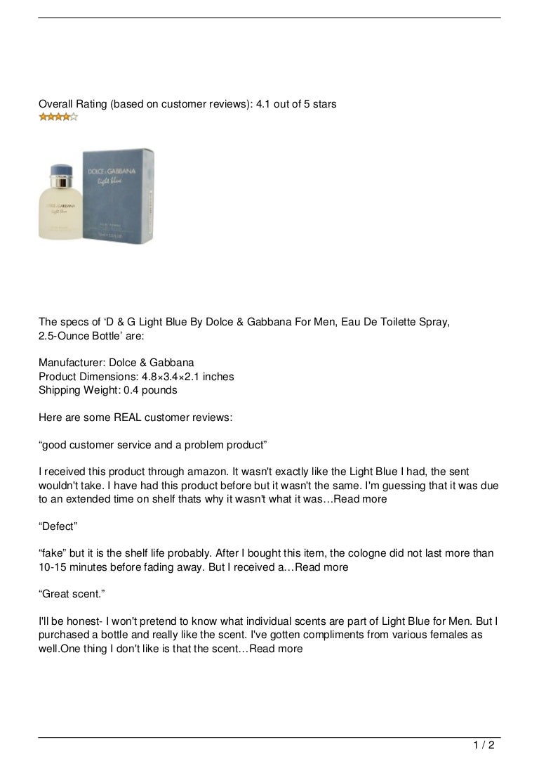 d & g light blue review