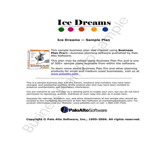 Ice Cream Dreams - Bussiness Plan Sample