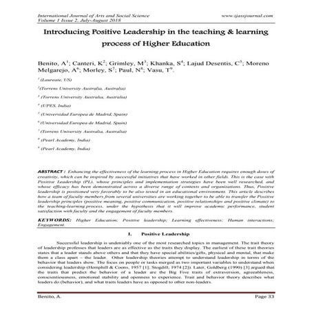 Introducing Positive Leadership in the teaching & learning process of ...