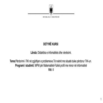 Didaktike -informatike, perdorimi i TIK ne mesimdhenie
