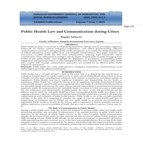 Public Health Law and Communication during Crises (www.kiu.ac.ug) | PDF