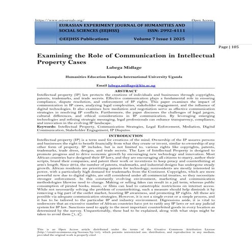 Examining the Role of Communication in Intellectual Property Cases (www ...
