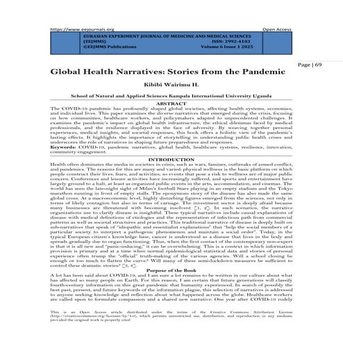 Global Health Narratives: Stories from the Pandemic (www.kiu.ac.ug)