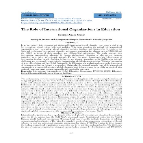 The Role of International Organizations in Education (www.kiu.ac.ug)