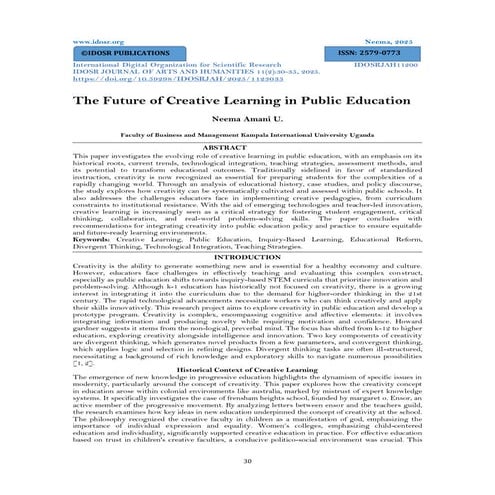 The Future of Creative Learning in Public Education (www.kiu.ac.ug)