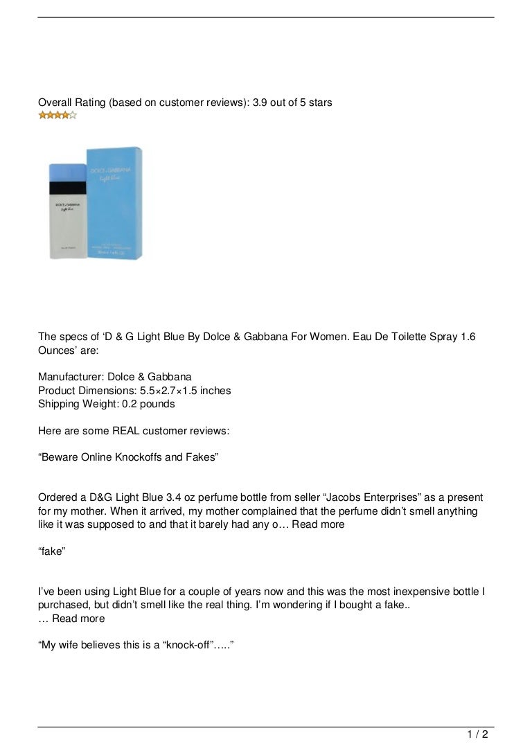 d & g light blue review