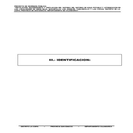 D   identificacion perfil de preinversion sistema de agua potable y saneamien...