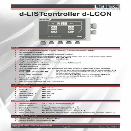 D List 835-SEC-15-Sensor-Control-Unit-d-listcontroller-technical-data