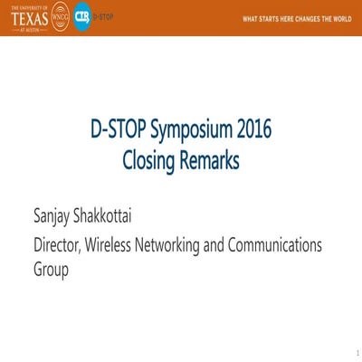 D-STOP Symposium 2016 Closing Remarks