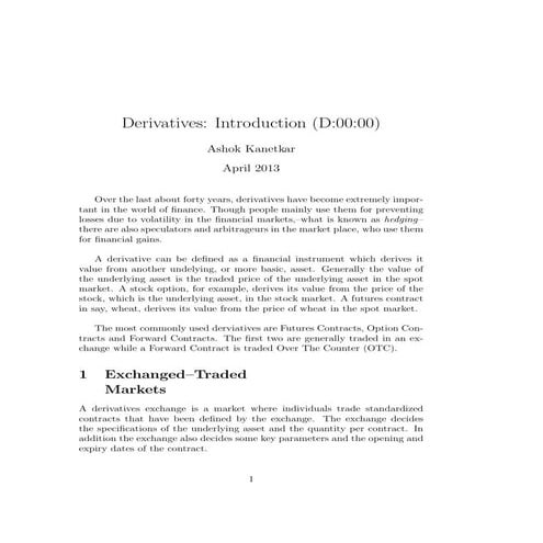 D 00 derivatives introduction