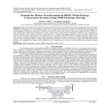 System for Better Synchronism in DFIG Wind Energy Conversion System Using SME...