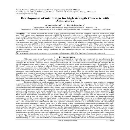 Development of mix design for high strength Concrete with Admixtures