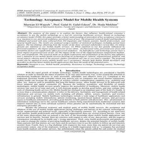 Technology Acceptance Model for Mobile Health Systems