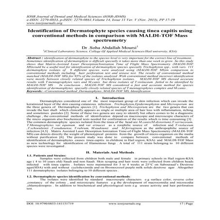 Identification of Dermatophyte species causing tinea capitis using ...