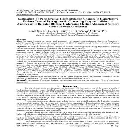 Evaluvation of Perioperative Haemodynamic Changes in Hypertensive Patients Tr...