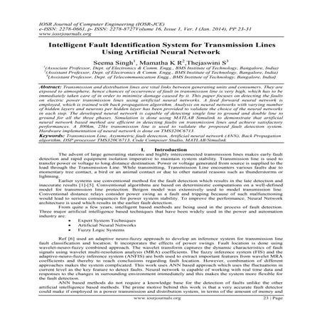 Intelligent Fault Identification System for Transmission Lines Using Artifici...