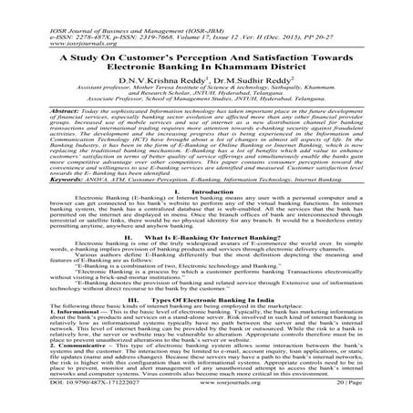 A Study On Customer’s Perception And Satisfaction Towards Electronic Banking ...