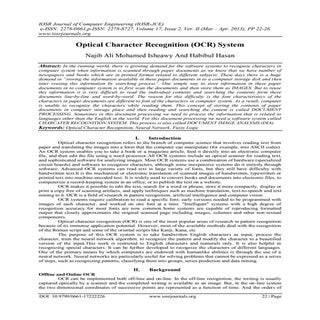 Optical Character Recognition (OCR)...