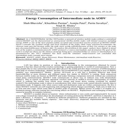 Energy Consumption of Intermediate node in AODV