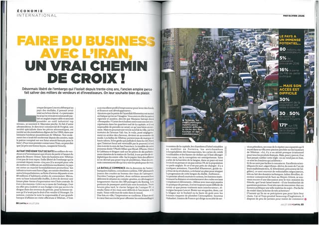 Iran Magazine Capital Juillet 2016_