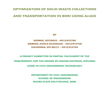 Optimization of solid waste collections and transportation in Bori using ArcG...